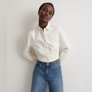 Madewell | Denim Pleaded Cropped Button-Up Shirt or Jacket